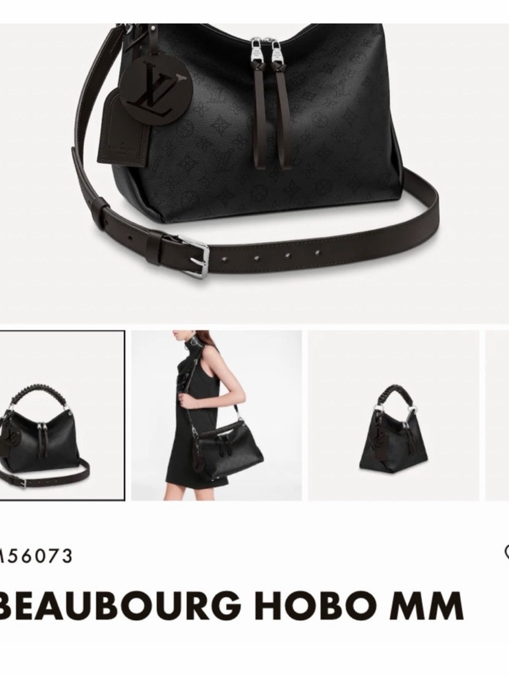 Louis Vuitton Black Monogram-Embossed Beaubourg Hobo MM
